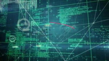 Bağlantılar ve veri işleme ağlarının animasyonu. Dijital olarak oluşturulmuş küresel bağlantılar, iş, finans, hesaplama ve veri işleme kavramı.