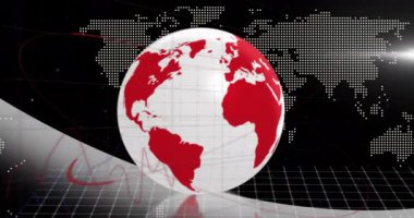 Animation of globe over world map. Global business and digital interface concept digitally generated video.