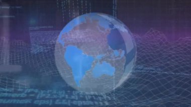 İkili kodların animasyonu, mercek fişekleri, bilgisayar dili ve dünyanın dağların 3 boyutlu modeline karşı oluşu. Dijital olarak üretilmiş, hologram, küreselleşme, kodlama, makine öğrenme, manzara ve teknoloji.