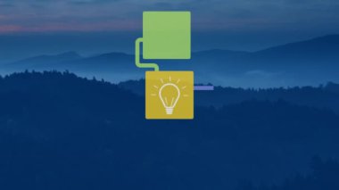 Simgeler ve veri işleme ile bağlantı ağının animasyonu. Küresel bulut hesaplama, iş dünyası, finans, hesaplama ve veri işleme kavramı dijital olarak oluşturuldu.
