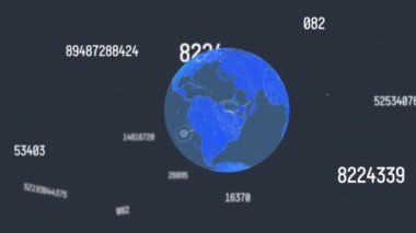 Siyah zemin üzerinde hareket eden ve birbirine bağlı simgeleri değiştiren numaraların animasyonu. Dijital olarak üretilmiş, hologram, küreselleşme, büyüme, rapor, soyut, iletişim ve teknoloji kavramı.