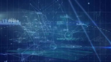 Bağlantılar ve veri işleme ağlarının animasyonu. Dijital olarak oluşturulmuş küresel bağlantılar, iş, finans, hesaplama ve veri işleme kavramı.
