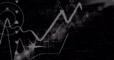 Siyah arkaplan üzerinde veri işleme animasyonu. küresel iş ve dijital arayüz kavramı dijital olarak oluşturulmuş video.