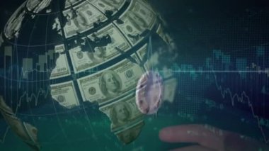 Veri işleme ve çip üzerinde küre animasyonu. Kumar, kumarhane ve dijital arayüz kavramı dijital olarak oluşturuldu.