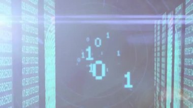 Şekiller üzerinde veri işleme animasyonu. küresel iş ve dijital arayüz kavramı dijital olarak oluşturulmuş video.
