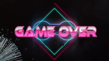 Işık izlerine ve ışık noktalarına karşı video oyunu denetleyici simgesi üzerinden oyunun animasyonu. Video oyunu arayüzü ve teknoloji kavramı