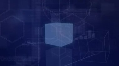 Şekiller üzerinde veri işleme animasyonu. küresel iş ve dijital arayüz kavramı dijital olarak oluşturulmuş video.