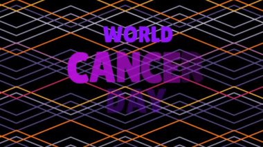Şekiller üzerinde dünya kanser günü metninin animasyonu. küresel iş, kutlama ve dijital arayüz kavramı dijital olarak oluşturulmuş video.