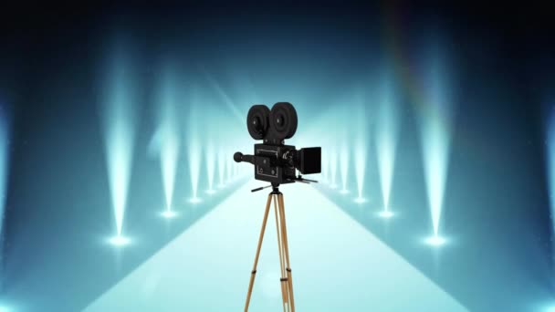 Animation Von Licht Das Sich Über Kamera Und Roten Teppich — Stockvideo