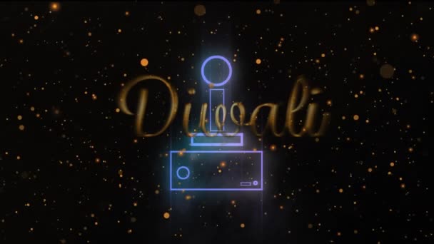 Animáció Diwali Szöveg Felett Gamepad Ikon Fényfoltok Fekete Háttér Karácsony — Stock videók