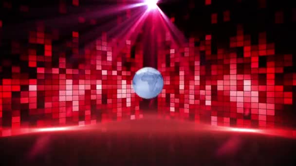 Анімація Червоних Дискотека Обертається Глобус Дискотека Вечірка Концепція Святкування Цифрове — стокове відео