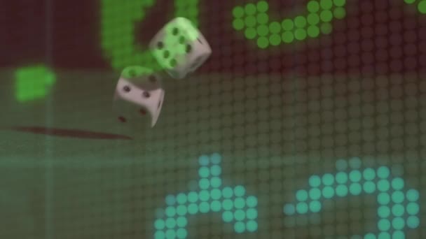 Animação Processamento Dados Sobre Dados Jogo Casino Conceito Interface Digital — Vídeo de Stock