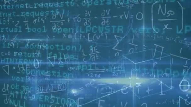 Animation Lights Data Processing Math Formulas Navy Space Education Math — Stock Video