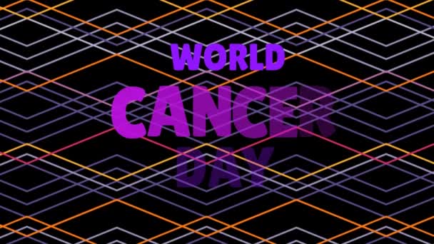 世界の癌の日のテキストの形にアニメーション グローバルビジネス お祝い デジタルインターフェースの概念デジタル生成ビデオ — ストック動画