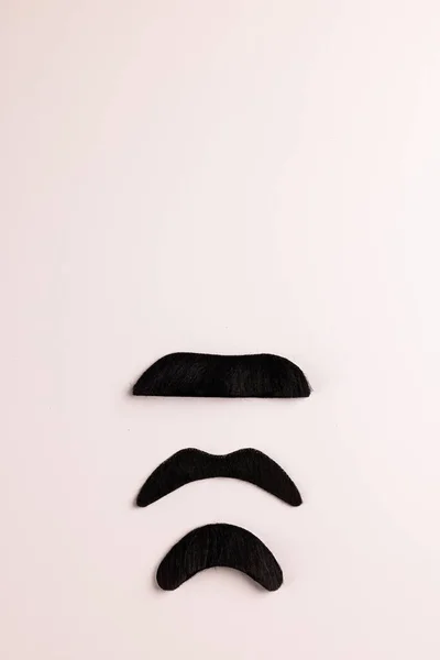 Composition Fake Moustaches White Background Copy Space Fake Moustache Day — Stock Photo, Image