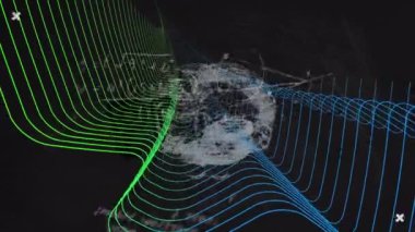 Veri işleme ve beyin yerine kar metninin animasyonu. Sosyal medya ve dijital arayüz konsepti dijital olarak oluşturulmuş video.