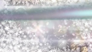 Kar yağışının animasyonu ve beyaz arka planda hafif izler. Noel, gelenek ve kutlama konsepti dijital olarak oluşturuldu.