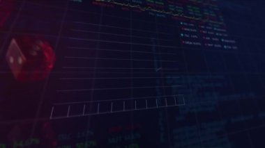 Zarlar üzerinde veri işleme animasyonu. Kumar, kumarhane ve dijital arayüz kavramı dijital olarak oluşturuldu.