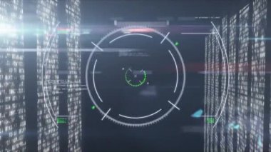 Kapsam taramasında veri işleme animasyonu. küresel iş ve dijital arayüz kavramı dijital olarak oluşturulmuş video.