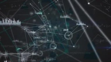 Bağlantılar ve veri işleme ağlarının animasyonu. Dijital olarak oluşturulmuş küresel bağlantılar, iş, finans, hesaplama ve veri işleme kavramı.