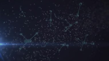 Animation of dna strand over molecules. Global business and digital interface concept digitally generated video.