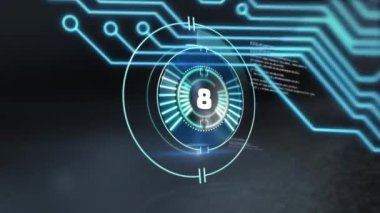 Animation of scope scanning over network of connections. Global business and digital interface concept digitally generated video.