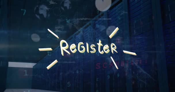 Animación Del Banner Texto Del Registro Procesamiento Datos Seguridad Cibernética — Vídeos de Stock