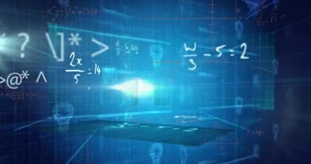 Animering Matematiska Ekvationer Svart Bakgrund Utbildning Lärande Och Digitalt Gränssnitt — Stockvideo