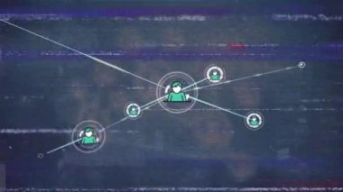 Bağlantı ağı üzerinden hata ve veri işleme animasyonu. Küresel hesaplama, bağlantılar ve veri işleme kavramı dijital olarak oluşturulmuş video.