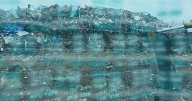 Çöl üzerinde istatistik ve finansal veri işleme animasyonları. Küresel çevre, sürdürülebilirlik, iş, finans ve veri işleme kavramı dijital olarak oluşturulmuş video.