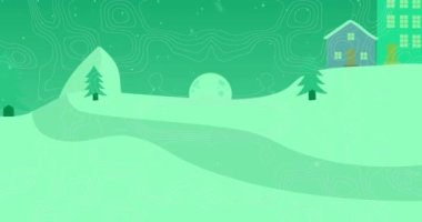 Kopya uzayı ile kış manzarasına düşen topoğrafya şekillerinin ve karın animasyonu. Noel şenliği ve kutlama konsepti