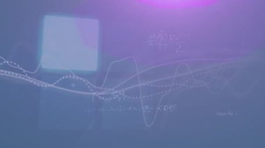 Soyut arkaplan üzerinde döngü karelerinin, grafiklerin ve matematiksel denklemlerin animasyonu. Dijital olarak üretilen hologram, çözümler, toplamlar, rapor, finans, iş ve teknoloji kavramı.