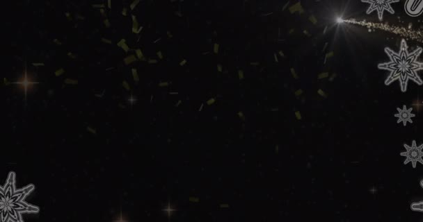 Анимация Рождественской Падающей Звезды Снега Падающего Рождественские Украшения Рождество Праздник — стоковое видео