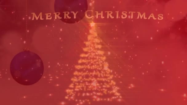 Animation Salg Tekst Bauble Dekorationer Glødende Pletter Falder Juletræ Jul – Stock-video