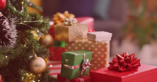 Animation Texte Joyeux Sur Les Cadeaux Arbre Noël Noel Tradition — Video