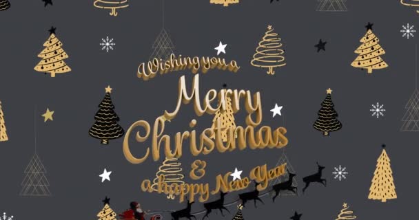 Yılbaşı Tebrikleri Mesajları Noel Baba Nın Kızakta Ren Geyiği Noel — Stok video