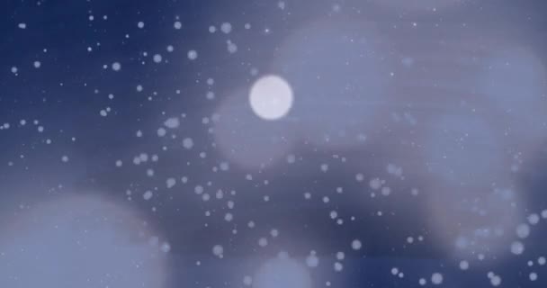 Animação Manchas Brancas Neve Caindo Sobre Paisagem Inverno Com Espaço — Vídeo de Stock