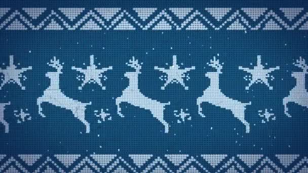 Animatie Van Groene Bladeren Traditionele Kerst Patroon Naadloos Patroon Blauwe — Stockvideo