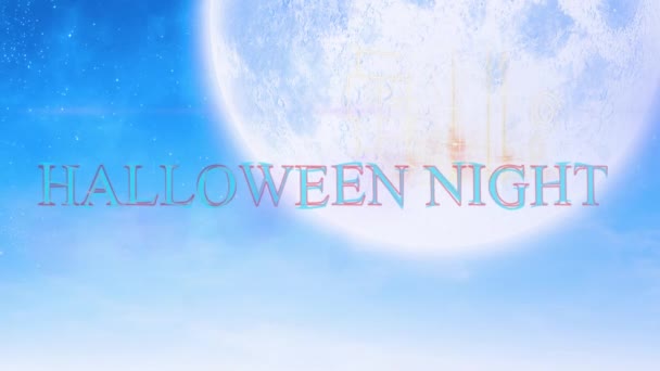 Animatie Van Halloween Nacht Sms Gloeiend Licht Volle Maan Halloween — Stockvideo