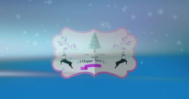 Noel 'de yağan kar animasyonu. Mesajlar ve dekorasyon. Noel, şenlik, kutlama ve gelenek konsepti dijital olarak oluşturuldu.