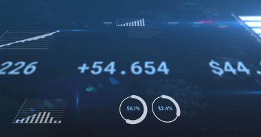 Finansal veri işleme, rakamların değişmesi ve istatistikler. küresel işletme finans kavramı dijital olarak oluşturulmuş görüntü.