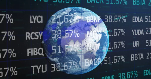 地球上の証券取引所の財務データ処理のイメージ グローバルビジネス財務ネットワークの概念デジタルで生成されたイメージ — ストック写真