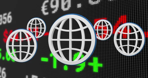 Beeld Van Beurs Financiële Informatica Witte Globes Global Finance Netwerk — Stockfoto