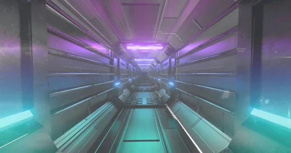 Bild Eines Leuchtenden Codes Mit Roten Und Gelben Neonelementen Tunnel — Stockfoto