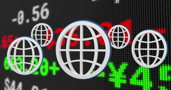 Image Stock Exchange Financial Data Processing White Globes Global Finances — Stock Photo, Image