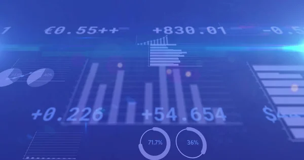 Imagem Bolsa Valores Processamento Dados Financeiros Estatísticas Sobre Fundo Azul — Fotografia de Stock
