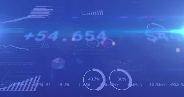 Beeld Van Verwerking Van Financiële Beursgegevens Statistieken Een Blauwe Achtergrond — Stockfoto