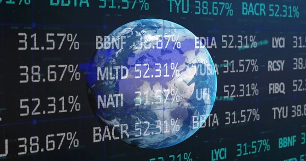 Imagem Bolsa Valores Processamento Dados Financeiros Sobre Planeta Terra Global — Fotografia de Stock