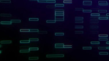 Siyah arkaplanda hareket eden şekillerin animasyonu. Soyut arkaplan, şablon ve dijital arayüz kavramı, dijital olarak oluşturulmuş video.