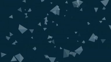 Mavi arkaplanda hareket eden şekillerin animasyonu. Soyut arkaplan, şablon ve dijital arayüz kavramı, dijital olarak oluşturulmuş video.